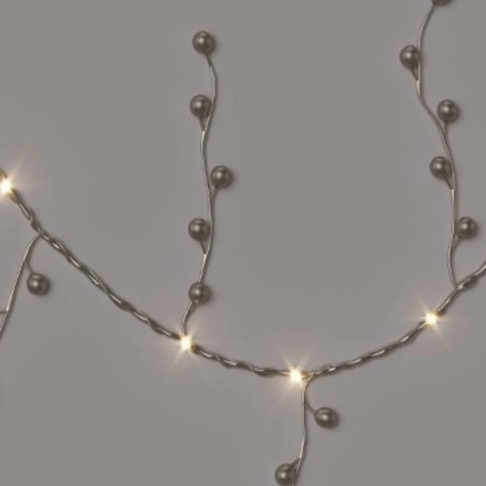 2 sets of new in box sets Christmas brass LED Fairy Light Garland Berries
